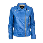 STUDDED LEATHER JACKET Woman Light blue STUDDED LEATHER JACKET Woman Light blue