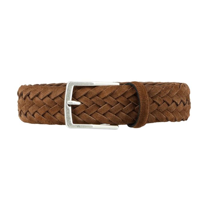 SUEDE BRAIDED BELT Man Coffee Brown