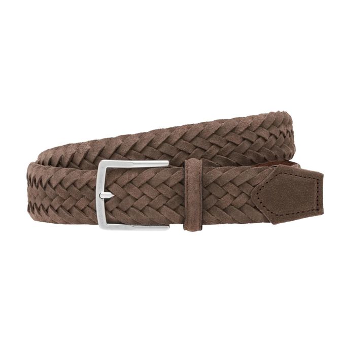 SUEDE BRAIDED BELT Man Dark Brown