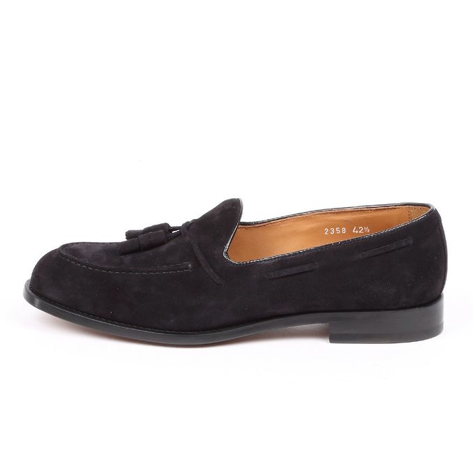 SUEDE LOAFERS WITH TASSELS Man Blue black