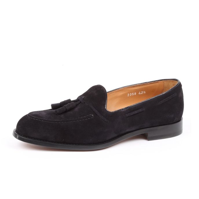 SUEDE LOAFERS WITH TASSELS Man Blue black