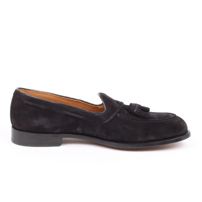 SUEDE LOAFERS WITH TASSELS Man Blue black