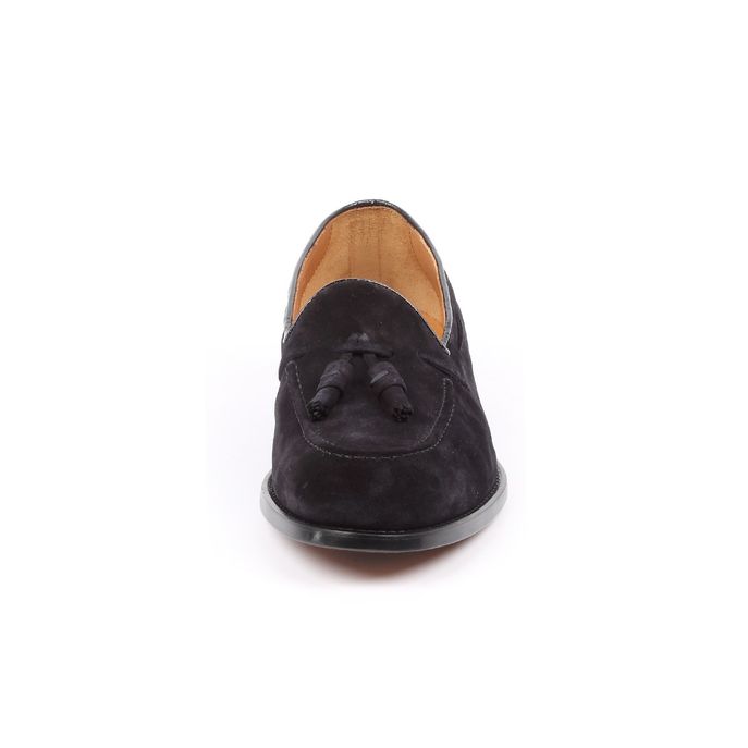 SUEDE LOAFERS WITH TASSELS Man Blue black