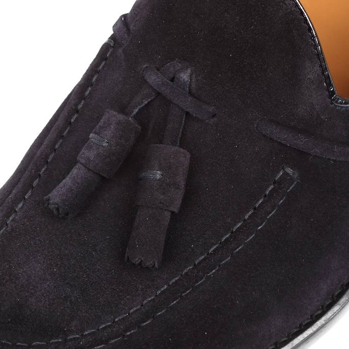 SUEDE LOAFERS WITH TASSELS Man Blue black
