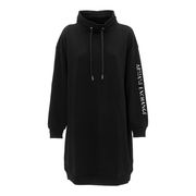 SWEAT DRESS WITH HIGH NECK AND RHINESTONE LOGO Woman Black SWEAT DRESS WITH HIGH NECK AND RHINESTONE LOGO Woman Black