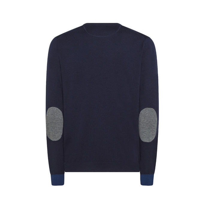 SWEATER WITH WOOL PATCH Man Navy Blue