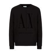 SWEATSHIRT LARGE VELVET LOGO ON THE CHEST Man Black SWEATSHIRT LARGE VELVET LOGO ON THE CHEST Man Black