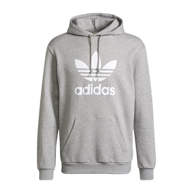 SWEATSHIRT WITH HOOD AND POCKET AND TREFOIL LOGO Man Grey White