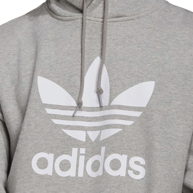 SWEATSHIRT WITH HOOD AND POCKET AND TREFOIL LOGO Man Grey White