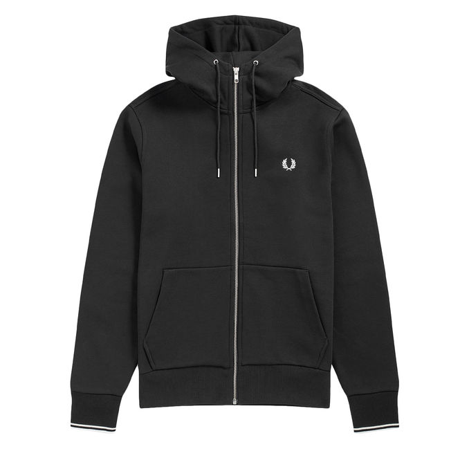 SWEATSHIRT WITH HOOD AND ZIP Man Black