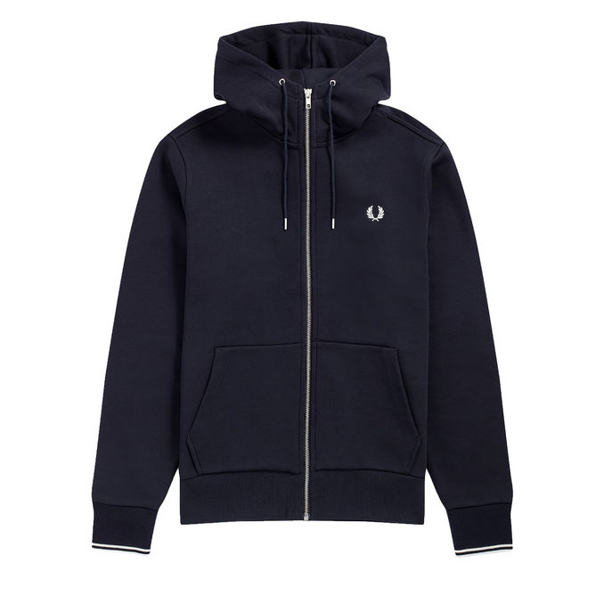 SWEATSHIRT WITH HOOD AND ZIP Man Navy