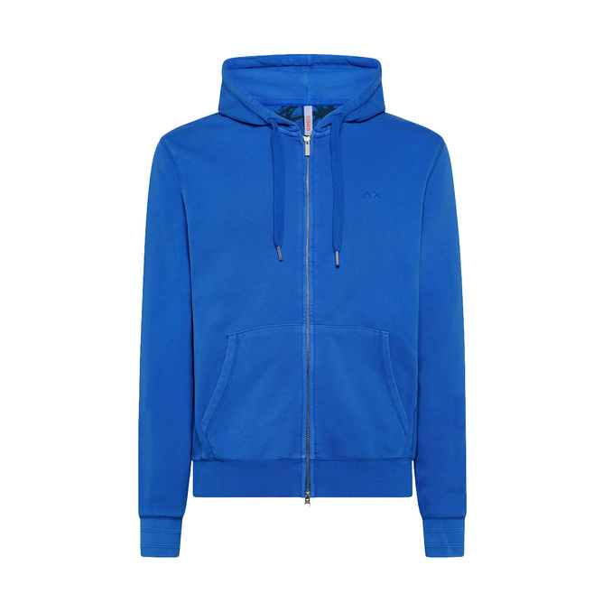 SWEATSHIRT ZIP COLD DYE Man Blue