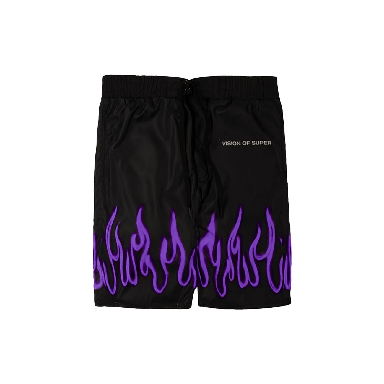 Vision Of Super Short Swim With Purple Flame in Black for Men