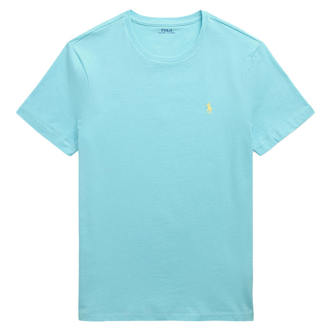 T-SHIRT CREWNECK SLIM FIT JERSEY Man Aqua Blue