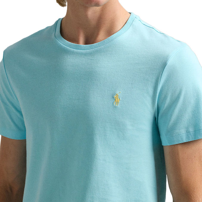 T-SHIRT CREWNECK SLIM FIT JERSEY Man Aqua Blue