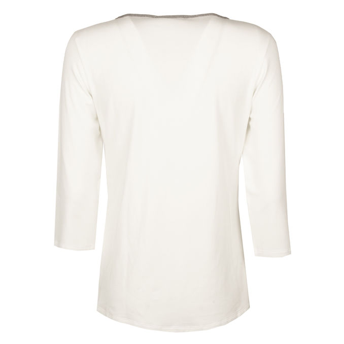 T.SHIRT IN STRETCH VISCOSE Woman Off-White & Taupe