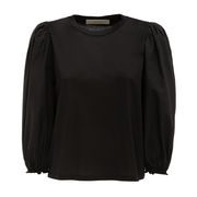 T-SHIRT JERSEY 3/4 POPELINE SLEEVES Woman Black T-SHIRT JERSEY 3/4 POPELINE SLEEVES Woman Black