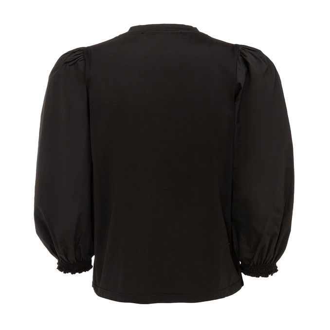 T-SHIRT JERSEY 3/4 POPELINE SLEEVES Woman Black