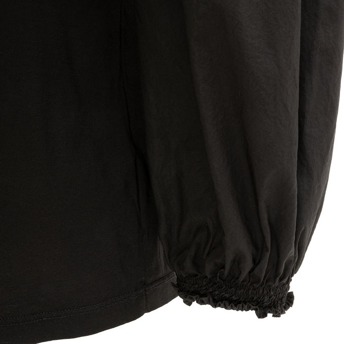 T-SHIRT JERSEY 3/4 POPELINE SLEEVES Woman Black