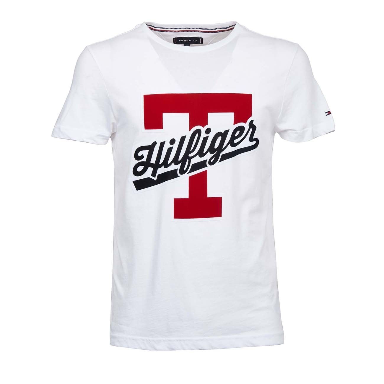 black white and red tommy hilfiger shirt