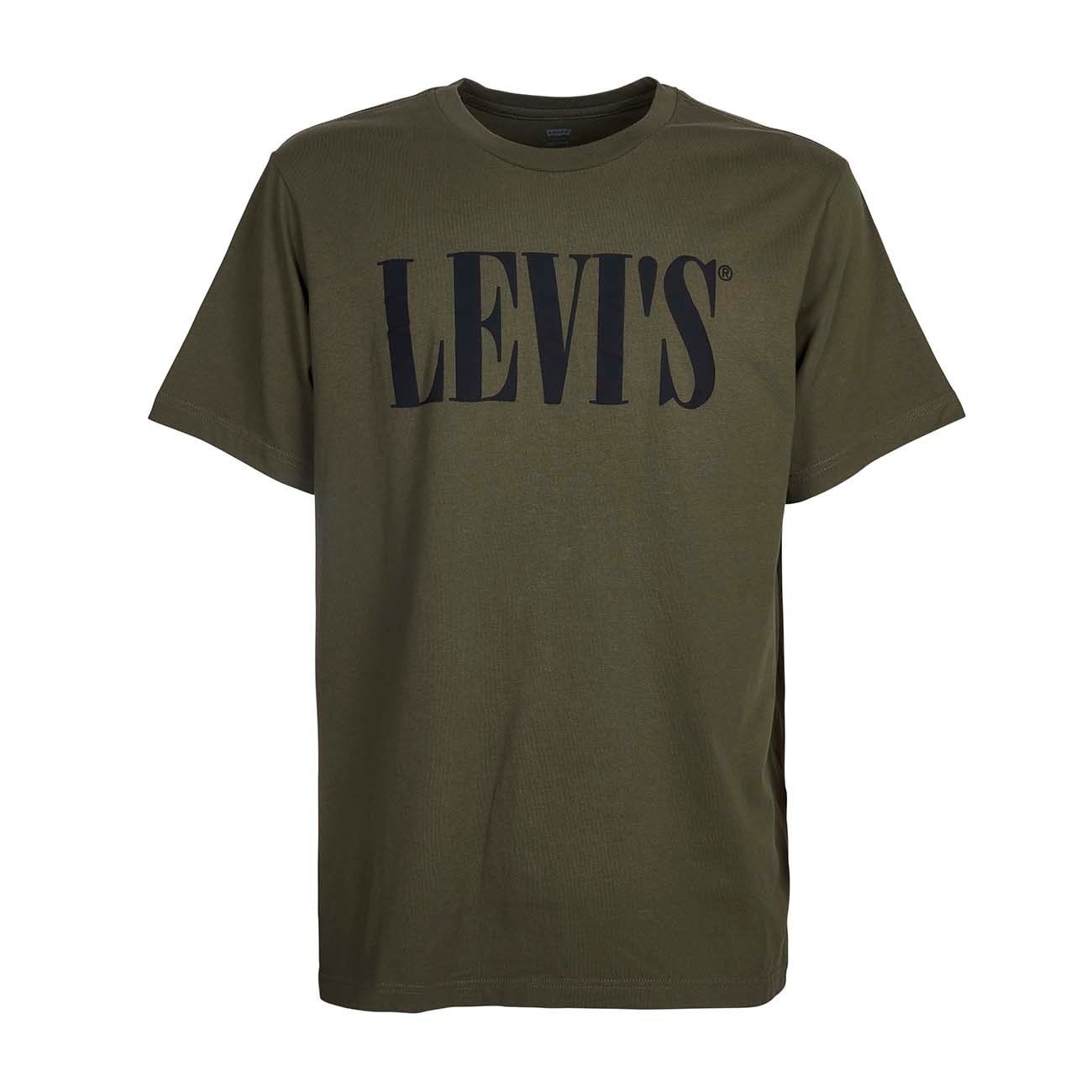 LEVIS T-SHIRT RELAXED GRAPHIC TEE WITH 90'S SERIF LOGO Man Olive green  Black | Mascheroni Sportswear