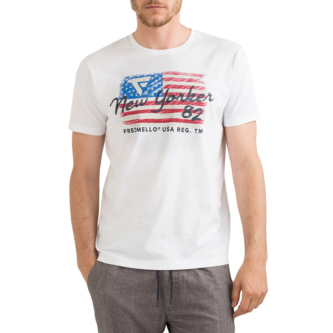 FRED MELLO T SHIRT ROUNDNECK Man White Mascheroni Store