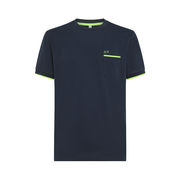 Tシャツ・カットソー SUN68 Men T-shirt Navy T35118 07 Navy Blue Cotton Jersey Henley T-shirt - Man | Solid SUN68
