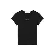 T-SHIRT STACKED LOGO TIGHT Woman Beh Black T-SHIRT STACKED LOGO TIGHT Woman Beh Black
