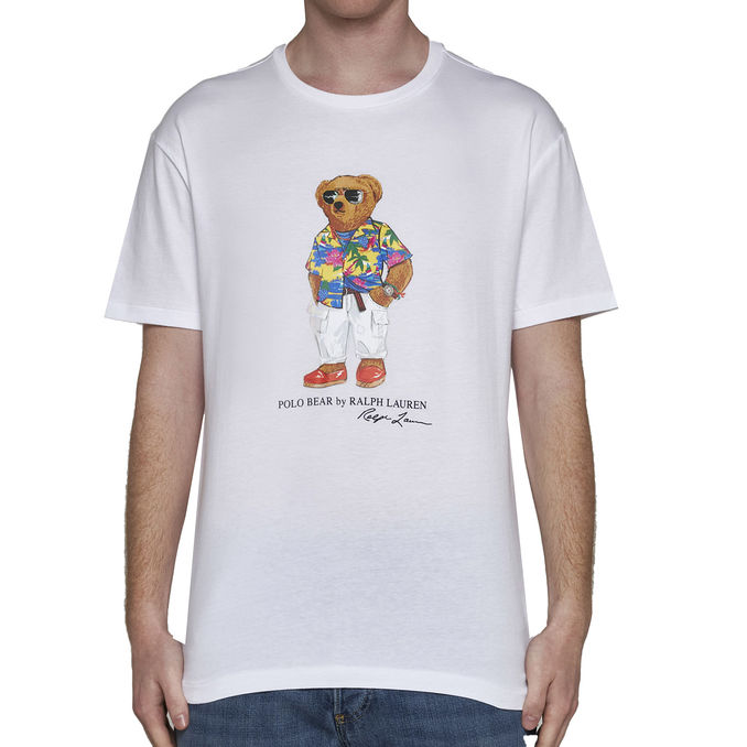 T-SHIRT TEDDY PATCH Man White Beach Club Bear 