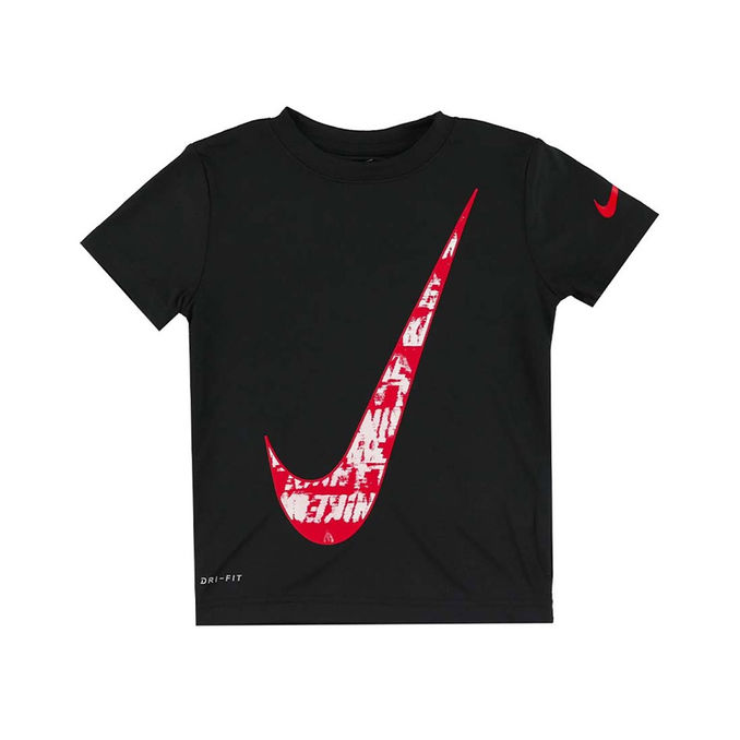 T-SHIRT TEXTURE SWOOSH Kid Black