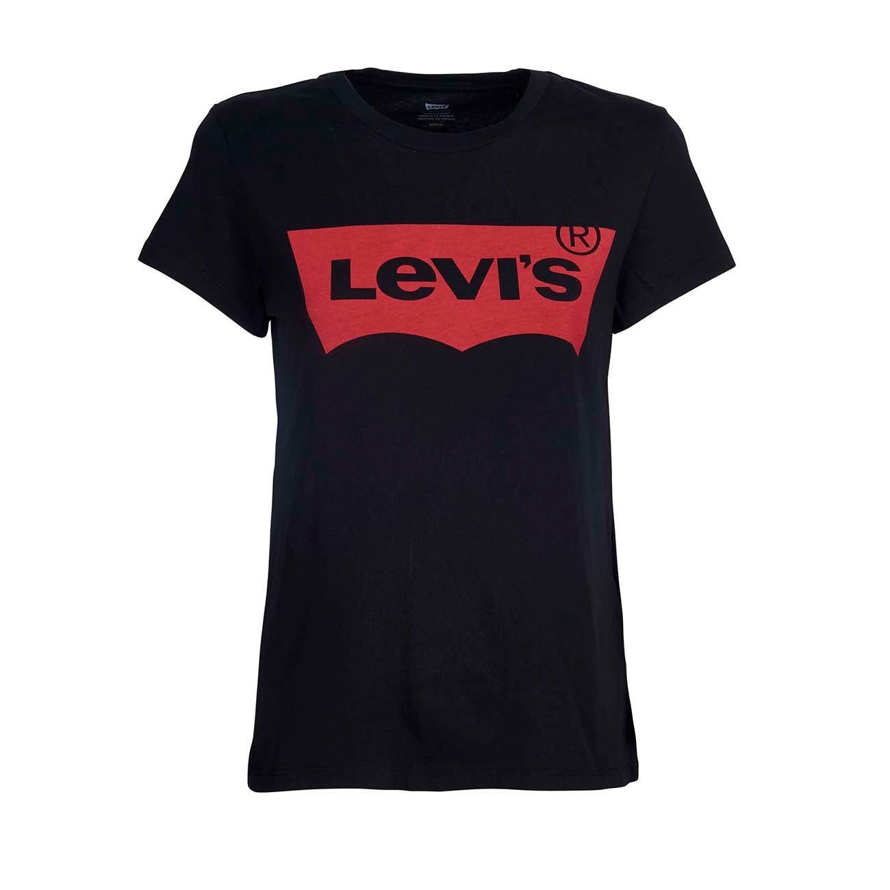 LEVIS T-SHIRT THE PERFECT GRAPHIC TEE WITH LOGO Woman Black Red |  Mascheroni Sportswear