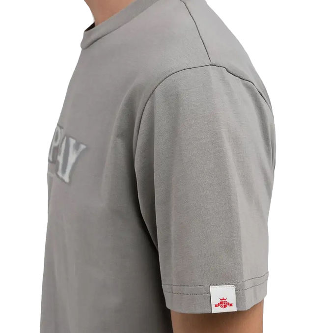 T-SHIRT WITH BLURRED LETTERING Men Grey