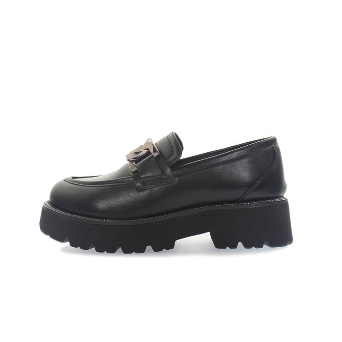 TANK MOCCASINS WITH METAL CLAMP Woman Black
