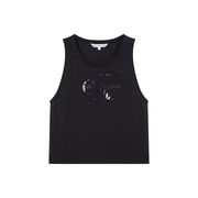 TANK TOP WITH SHINY LOGO IN ORGANIC COTTON Woman CK Black TANK TOP WITH SHINY LOGO IN ORGANIC COTTON Woman CK Black