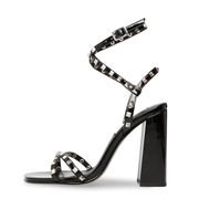 TAZIE PATENT HEEL SANDAL WITH STUDS Woman Black TAZIE PATENT HEEL SANDAL WITH STUDS Woman Black