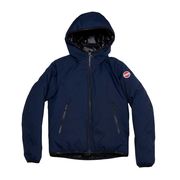 TECHNICAL FABRIC DOWN JACKET WITH HOOD Kid Blue TECHNICAL FABRIC DOWN JACKET WITH HOOD Kid Blue