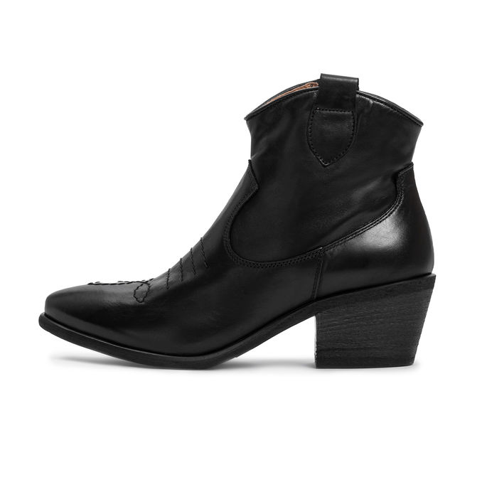 TEXAN WITH HEEL IN BRUSHED LEATHER Woman Black