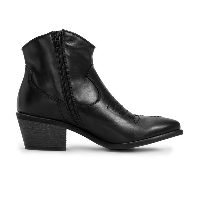 TEXAN WITH HEEL IN BRUSHED LEATHER Woman Black