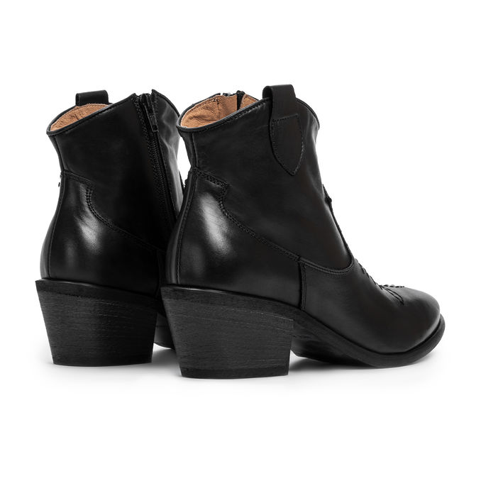 TEXAN WITH HEEL IN BRUSHED LEATHER Woman Black