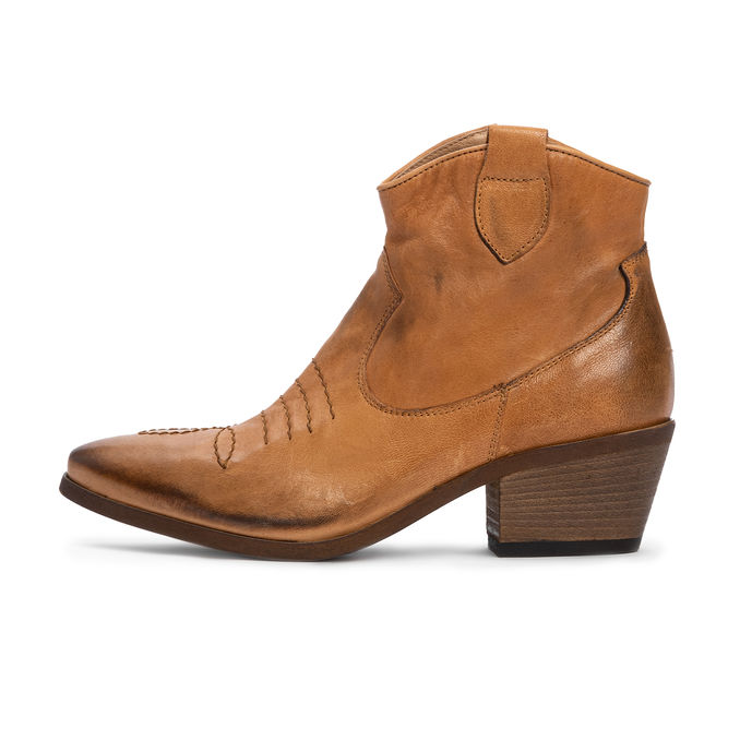TEXAN WITH HEEL IN BRUSHED LEATHER Woman Cuoio