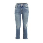 THE STRAIGHT CROP RIPPED JEANS Woman Light Blue THE STRAIGHT CROP RIPPED JEANS Woman Light Blue
