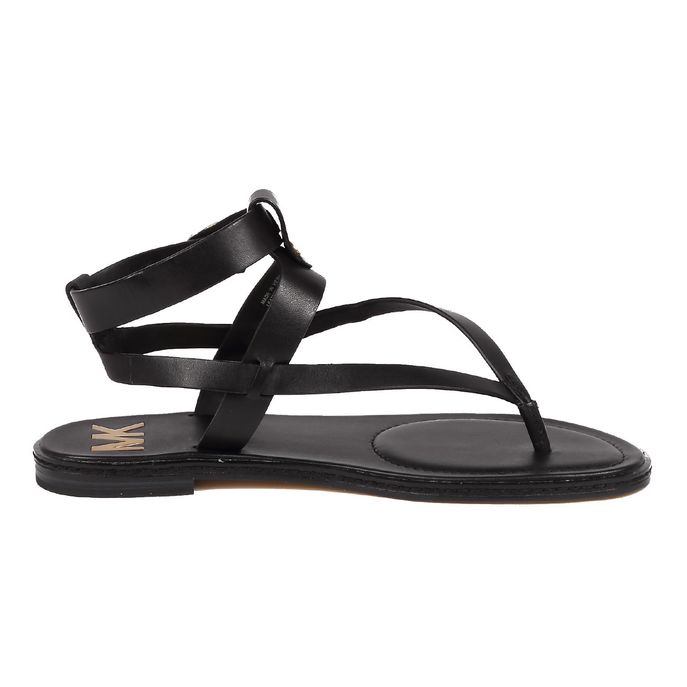 MICHAEL KORS THONG SANDAL IN LEATHER Woman Black | Mascheroni Moda