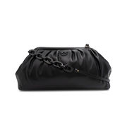 TRACOLLA MAXY CHAIN CLUTCH BLOCK COLOUR NAPPA Donna Nero TRACOLLA MAXY CHAIN CLUTCH BLOCK COLOUR NAPPA Donna Nero