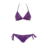 TRIANGLE BIKINI FLOWERS RHINESTONES AND GLITTER Women Purple TRIANGLE BIKINI FLOWERS RHINESTONES AND GLITTER Women Purple