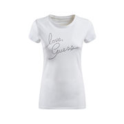 TRIANGLE BRUSHED T-SHIRT WITH RHINESTONE LOGO Woman Pure White TRIANGLE BRUSHED T-SHIRT WITH RHINESTONE LOGO Woman Pure White
