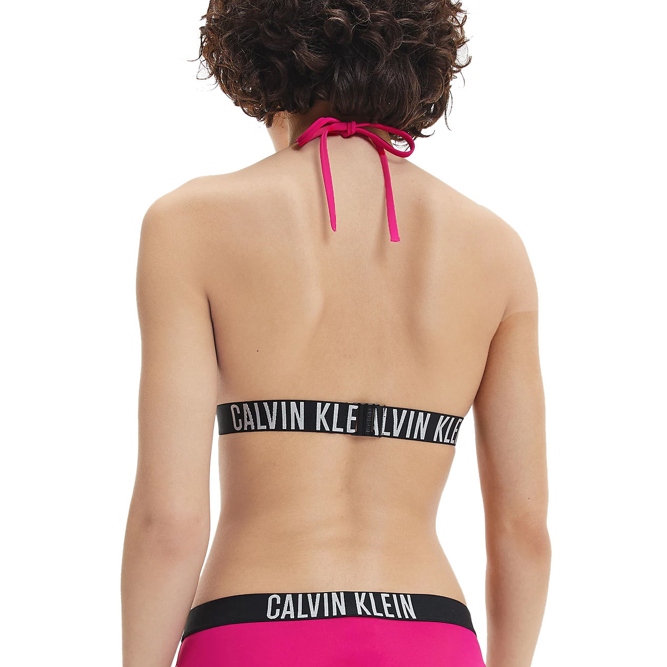 Calvin Klein one shoulder monogram bikini top in white