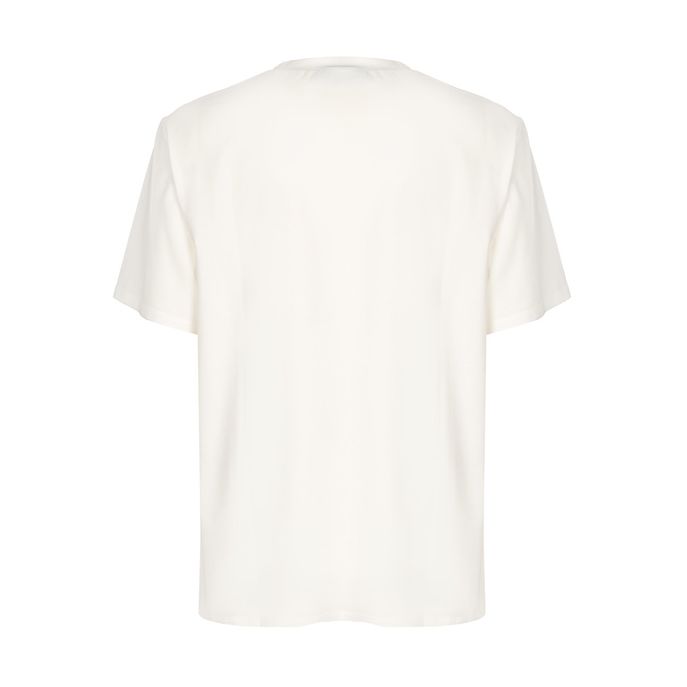 TRONTO T-SHIRT WITH PRINTED SILK INSERT Woman White Ocean