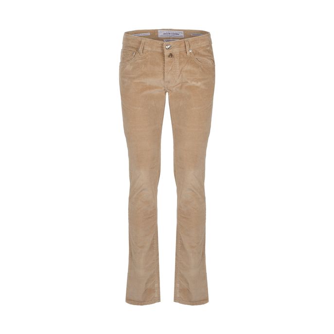 TROUSERS 5 POCKETS IN RIBBED VELVET Man Beige