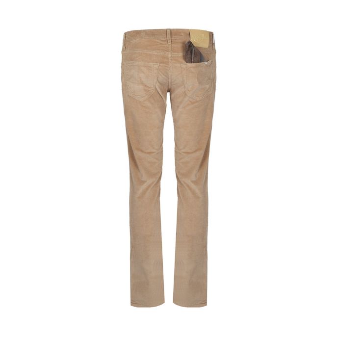 TROUSERS 5 POCKETS IN RIBBED VELVET Man Beige