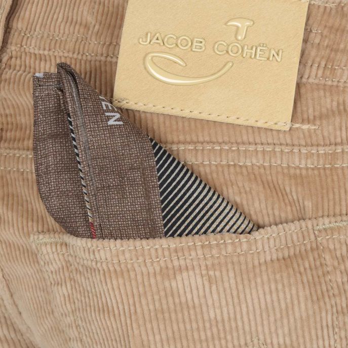 TROUSERS 5 POCKETS IN RIBBED VELVET Man Beige